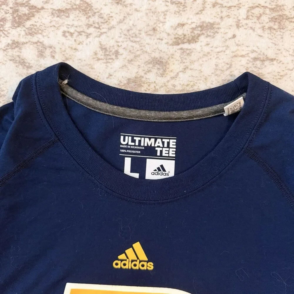 adidas Indiana Pacers Basketball Ultimate Tee Shirt Blue/Yellow Size L
